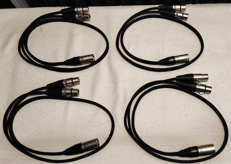 4 Pack XLR Splitter Cable Balanced 3-Pin 1 XLR Male to 2 XLR Female Y-Splitter Microphone Cable - 3 ft image 1