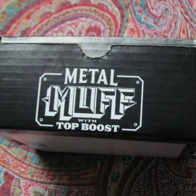 less than light average wear condition Electro Harmonix EMPTY BOX and original Owner's Manual ONLY for EXO Metal Muff with Top Boost pedal (NO pedal, NO warranty / registration paperwork) BOX: Cardboard / BOX Color: Black / GRAPHIC: Black & White, White image 9