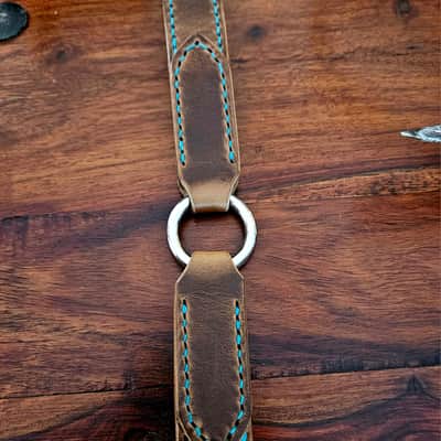 "Frodo" - Elegant hand stitched leather guitar strap with decorative ring image 12