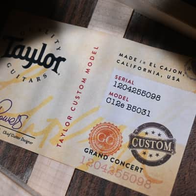 Taylor Custom GC Grand Concert "Harvester" Sinker Redwood/Bocote Catch #31 #5098 image 12