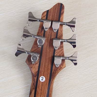 Full Zebra Wood Custom 6 String Electric Bass, 24 Frets Fingerboard image 10