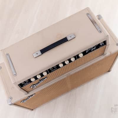1964 Fender Bassman 6G6-B Tuxedo Brown Panel Blonde Vintage Piggyback Tube Amp, 100% Original w/ Oxford 12M6 image 4