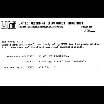 Urei 1178 stereo transformer box 1979 mix master bus 1176 la4 la3a la2a mbt neve api ssl image 4