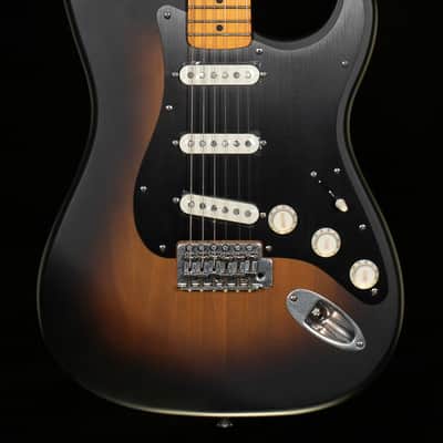 Squier 40th Anniversary Stratocaster Vintage Edition Black Anodized Pickguard Satin Wide 2-Color Sunburst (592) image 3
