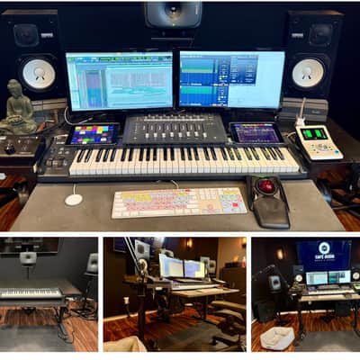 Custom Music Production Electric Sit-Stand Desk w/ Built-In 61-Key MIDI Keyboard image 2