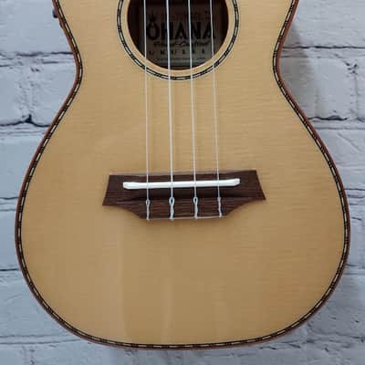 Ohana CK-70WGCE Spruce and Willow  Acoustic Electric Concert Ukulele + Bag -BLEM image 2
