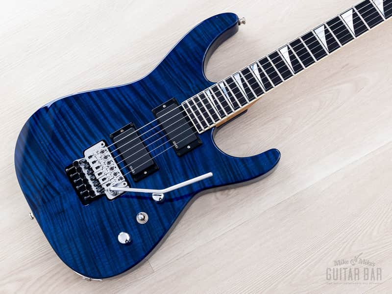 2003 Jackson USA Select Dinky DK1 Trans Blue Flame Top w/ EMG, Floyd Rose & Case image 1