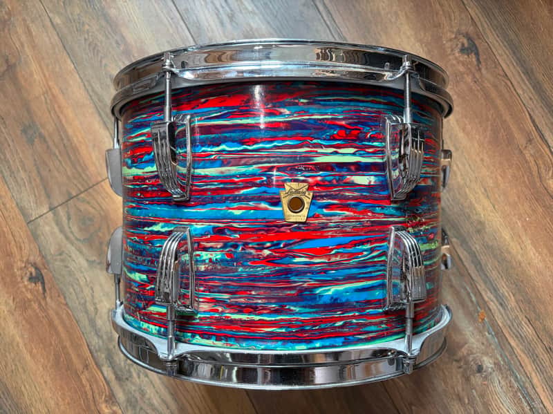 Ludwig Psychedelic Red 9x13" Rack Tom w/ Keystone Badge 1968-1969 // RARE!! // image 1
