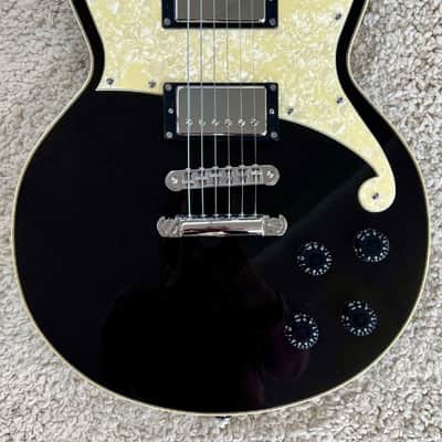 D'Angelico Premier Brighton Solid Body Electric Guitar, Black Flake Finish w/Bag image 1