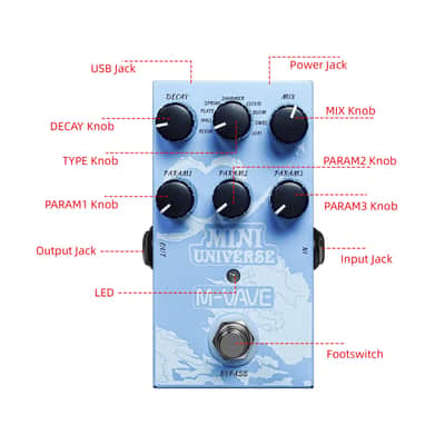 M-VAVE Mini Universe Guitar Reverb Pedal โ 9 Digital Reverb Effects, Compact True Bypass Stompbox image 4
