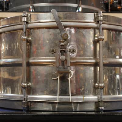 1930s Slingerland 6.5x14 Nickel Over Brass Artist Model Snare Drum image 3