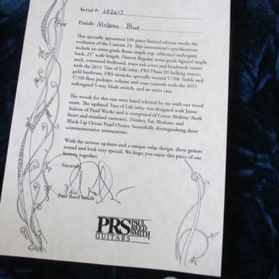 PRS Custom 24 Limited Edition Tree Of Life 2011 - Makena Blue image 11