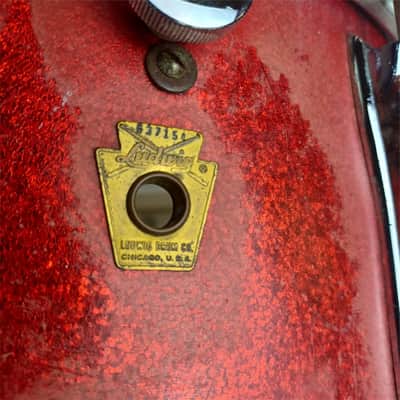 Ludwig 10x14"Red Sparkle Snare Drum Vintage69 Marching/Parade Buddy Rich Classic image 2