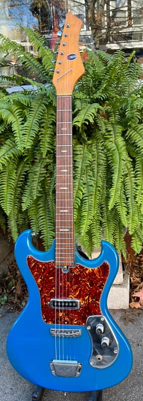 Vintage 1960s Kingston Kawai Teisco Swinga Style~S1T Hound Dog Offset Dbl Cutaway Guitar Ocean Blue All Original! ** SEE VIDEO** image 1