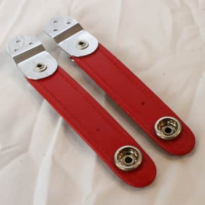 NEW Red Fuselli Leather Accordion Bellows Clasps Chrome Length:(3.25in/ 8.25cm) image 2