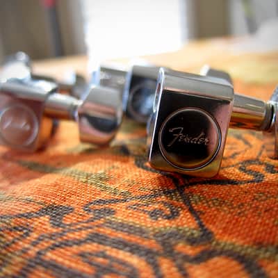Vintage Fender Guitar Tuners (6) on a side Deluxe Model 1972-1982 - Chrome with Chrome Button image 6
