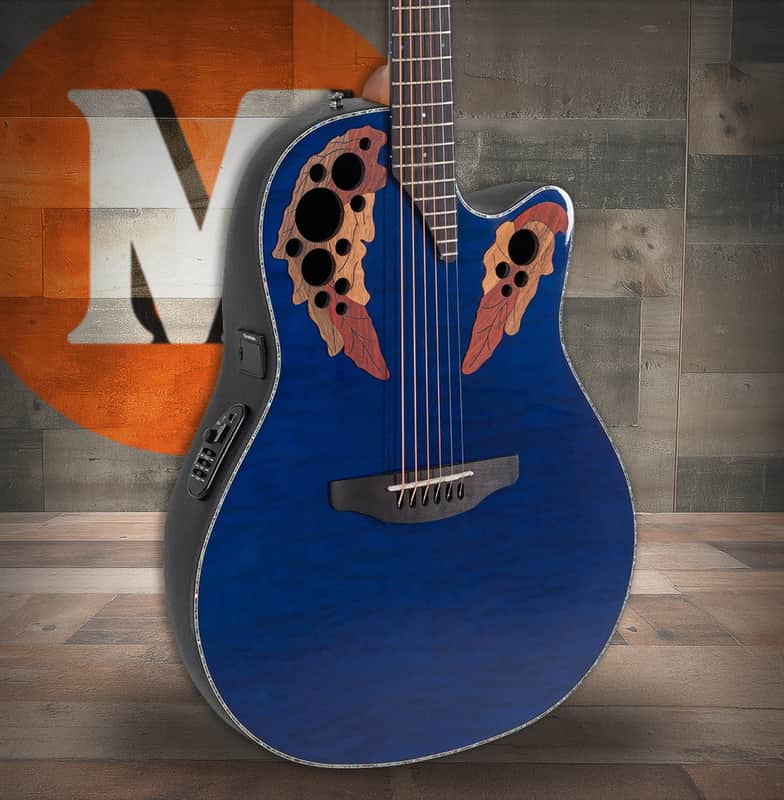 Ovation Celebrity Elite Plus E-Acoustic Guitar CE44P-8TQ Blue Transparent Quilt (CE44P-8TQ-G) image 1