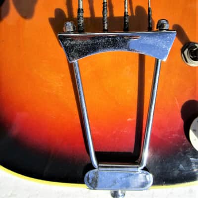 Beatle Bass Copy, 1960's, Japan, Scroll Headstock, Sunburst, Case image 7