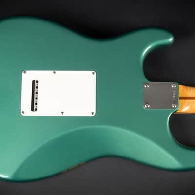 2012 Fender Custom Shop Custom Deluxe Stratocaster - Sherwood Green with Gold Racing Stripes | COA OHSC image 12