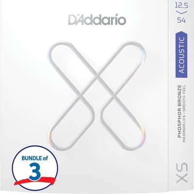 D'Addario XSAPB12554 XS Phosphor Bronze Coated Acoustic Guitar Strings (3 Pack) - .0125-.054 Light Plus image 2