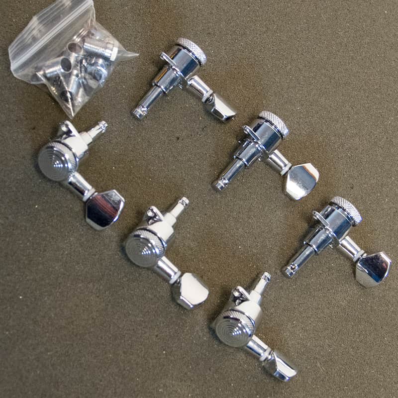 Wilkinson Jin Ho Mini LOCKING Guitar Tuners 3x3 3L+3R Tuning Machines 19:1 Ratio - CHROME image 1