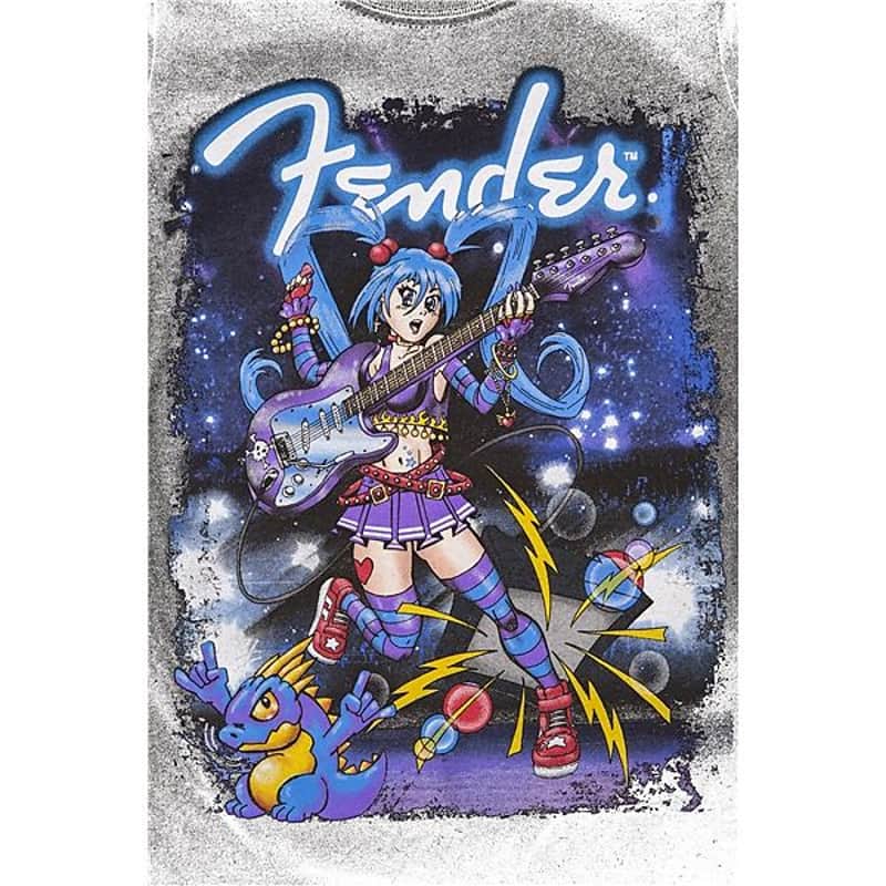 Fender Girls' Anime Rocker T-Shirt, Black, L (10 yr) 2016 image 2