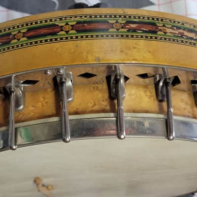 1920's? Slingerland Maybelle 17 fret Tenor Banjo, birdseye back, ornate sides image 4