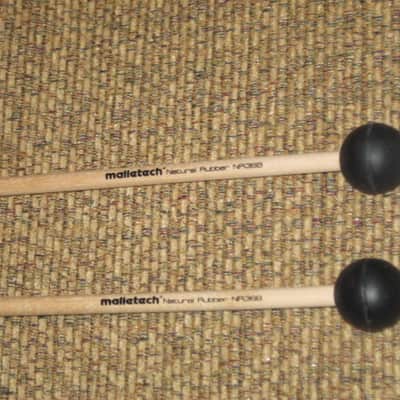 ONE pair new old stock (with packaging) Malletech NR36B Xylo/Bell Mallets - Natural Rubber, Very Hard, 1 & 1/8" Round Black Heads // Birch Handles (from around 2019) Made in USA image 16