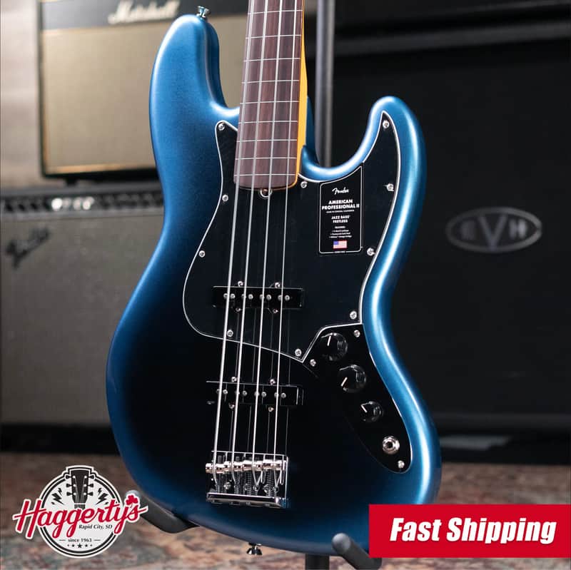 Fender American Professional II Jazz Bass Fretless - Dark Night with Hardshell Case image 1