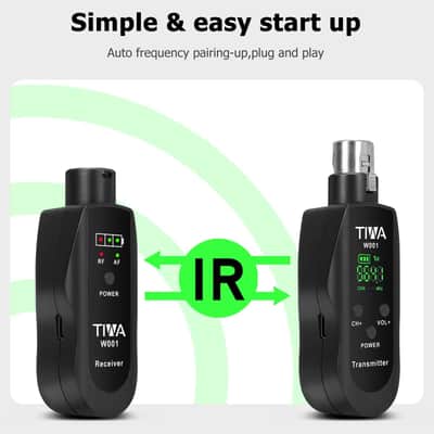 Tiwastage Wireless Microphone Audio Transmitter and Receiver System Plug-on XLR Mic Adapter for wired mic image 10