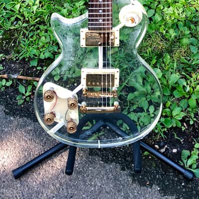 Galveston Left Handed / Lefty single cut guitar See Through Lucite Acrylic w/ fitted Hardshell Case image 2