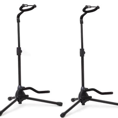 Music Guitar Stand - Height Adjustable, Collapsible w/Padded Neck & Yoke - Pack of 2 Tripods image 1