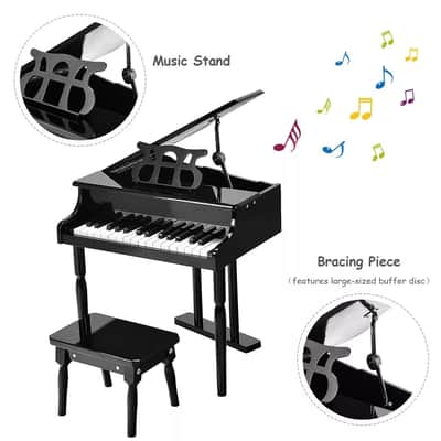 Kids 30-Key Baby Grand Piano Toy with Bench & Music Rack image 5