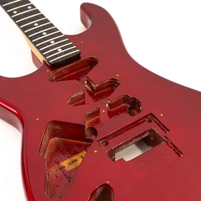 Left-Handed Kramer Striker Super Strat Neck and Body Metallic Red - Unloaded Shell Project Guitar image 3