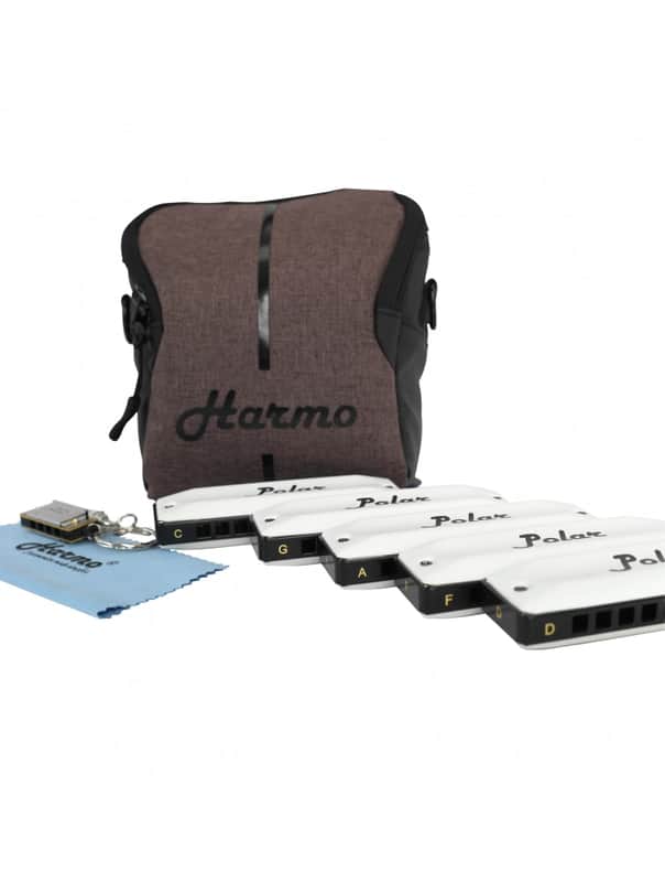 Harmo Polar pro pack set of 5 harmonica with gig bag and keychain harmonica image 1