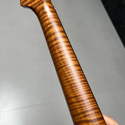 AAAAA Music Man Ebony Fretboard Roasted flame Maple Electric Guitar Neck Wheel truss rods Round stainless steel 22 frets hole 10mm image 12