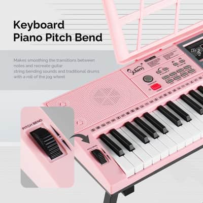 Glarry Pink 61-Key Keyboard Z-Stand with Piano Stool image 7