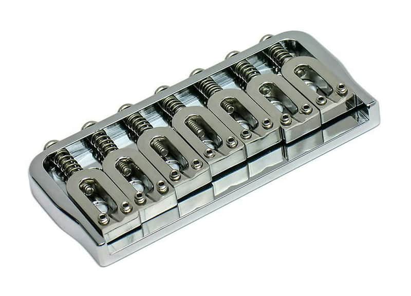 Hipshot 7-String LEFT-HANDED Hardtail Fixed Electric Guitar Bridge .125", CHROME image 1
