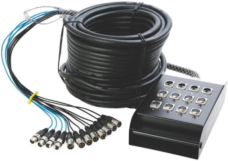 OnStage 8 x 4 XLR Stage Snake, Black, 50 Foot (SNK8450V2) image 1