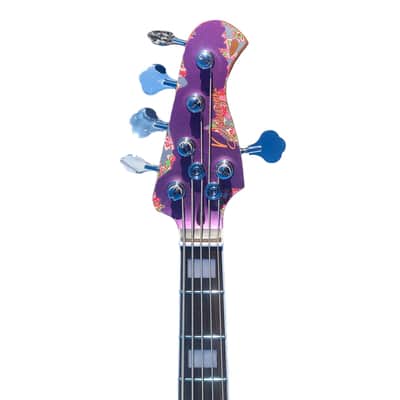 NEW DHATARATTHA CUSTOM GUITARS J-BASS 5-STRING - PURPLE/PAISLEY RELIC - NAMM 2025 image 5