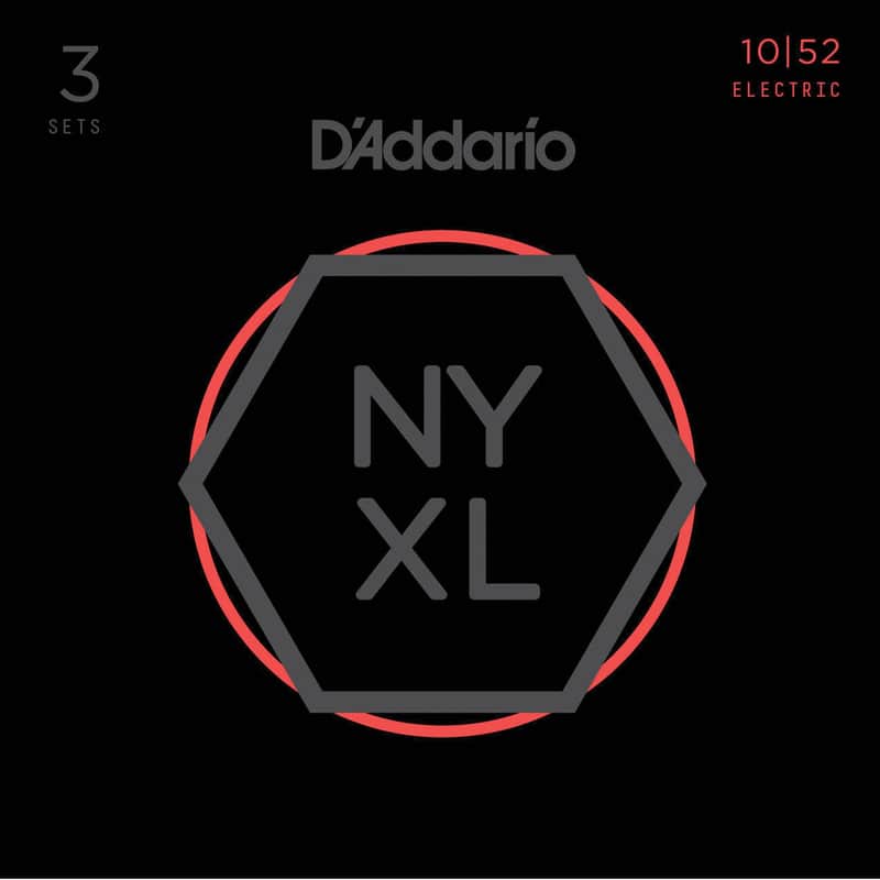 D'Addario NYXL1052-3P Nickel Wound Light Top / Heavy Bottom Electric Guitar Strings, 10-52 (3) image 1