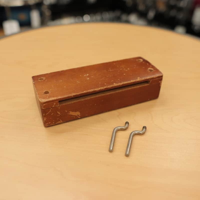 Vintage Wood Block w/ 2 Pegs image 1