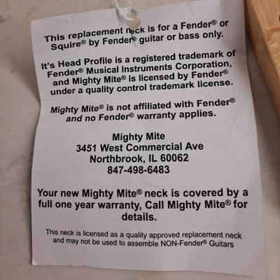 Mighty Mite 6-String Guitar Neck for Fender Stratocaster- Unfinished Birdseye Maple- NOS New Unused image 9
