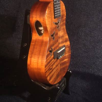 Handcrafted Concert Ukulele, Solid Curly Hawaiian Koa, Doves Soundhole, Soft-bag, Bruce Wei UG15-2939 image 9