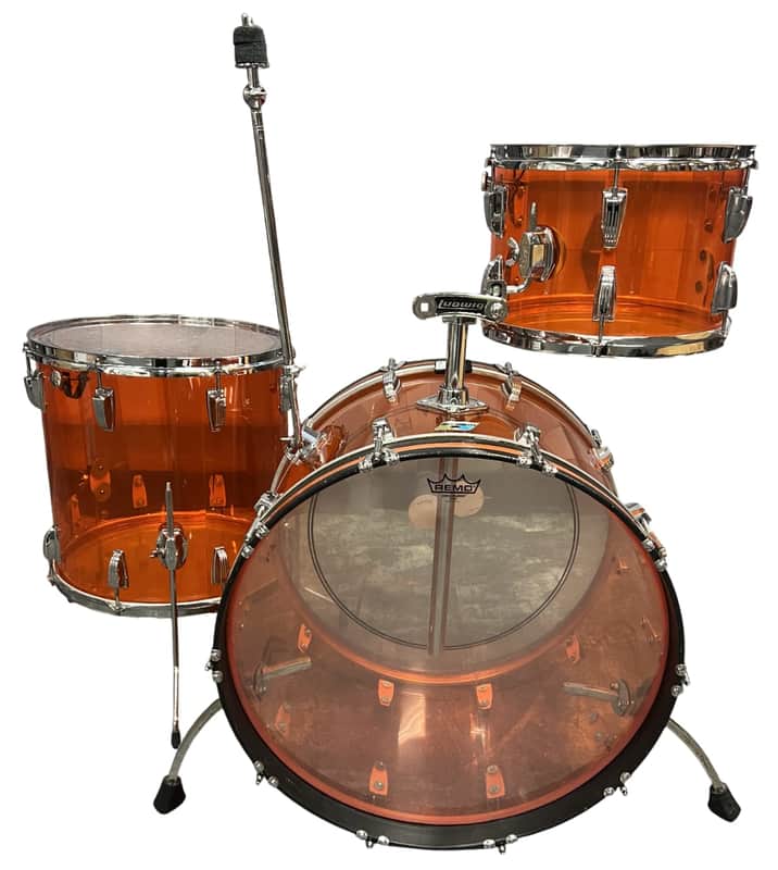 1974 Vintage Ludwig Vistalite 3-Piece Drum Set, Orange image 1