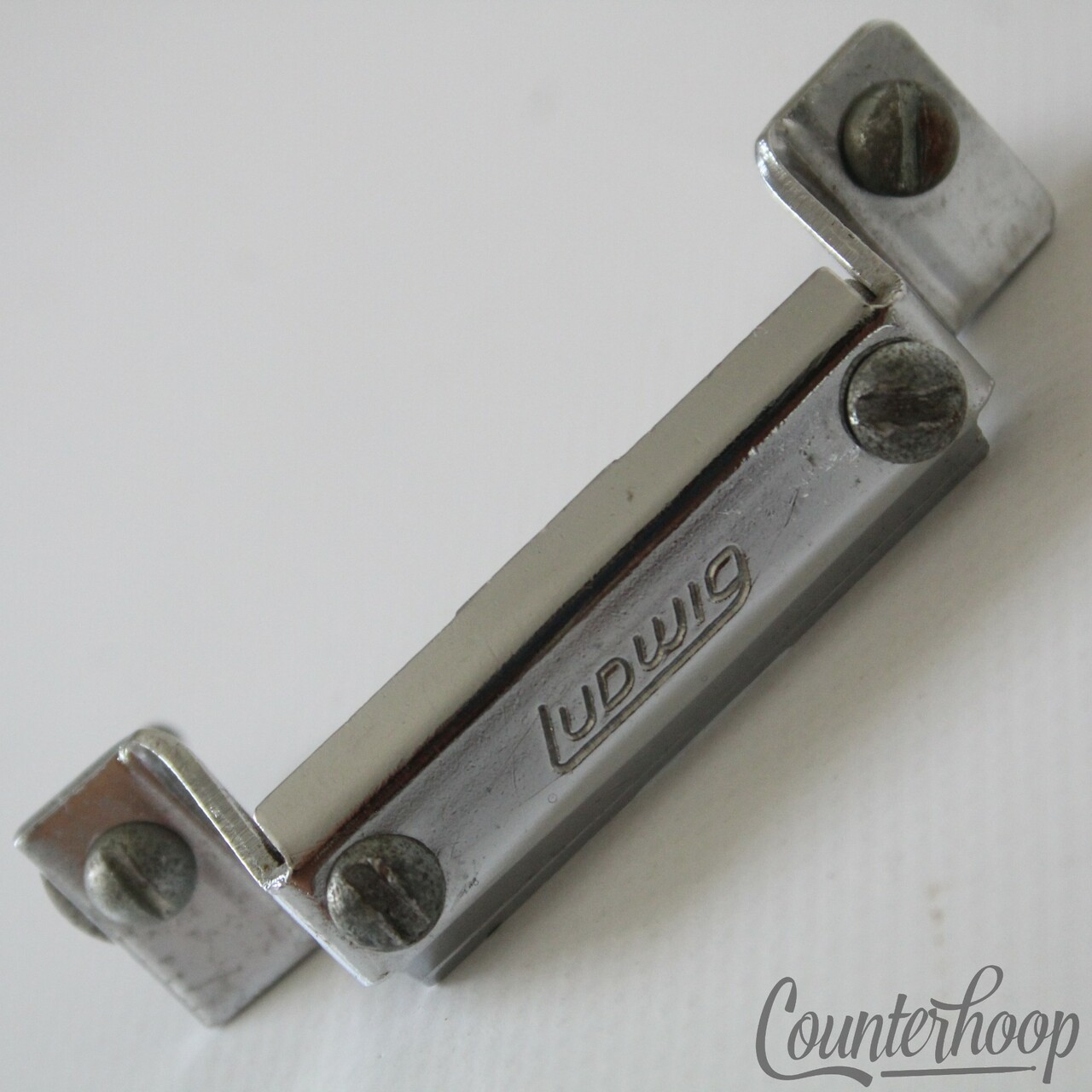 Ludwig P32 Butt Plate Block Logo Snare Drum Part Strainer Holder USA Vintage 70s — main photograph