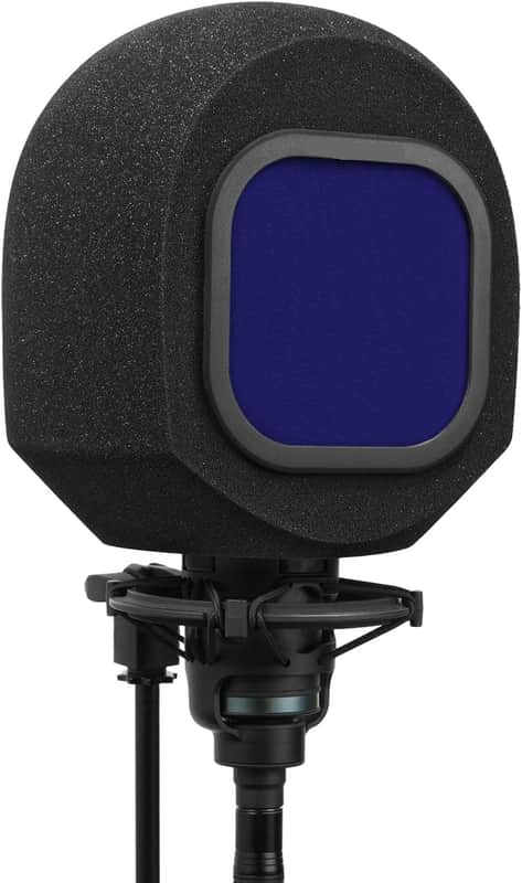 Soundbox Vocal Recording Isolation Booth | Portable Microphone Shield, Pop Filter for Studio-Quality Sound for Singing, Podcasting, Acoustic High-Density Foam Ball, Mic Soundproof Box (Royal Blue) image 1