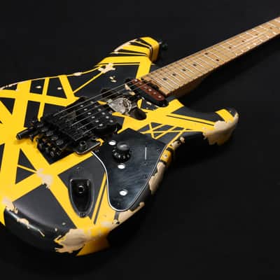 EVH Striped Series Frankenstein Frankie Electric Guitar - Black with Yellow Stripes, Relic 128 image 3