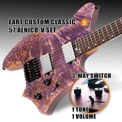Eart GW2 Headless Electric Guitar, Right Handed, Roasted Padauk+Poplar Burl Body, 24 Stainless Steel Frets image 2