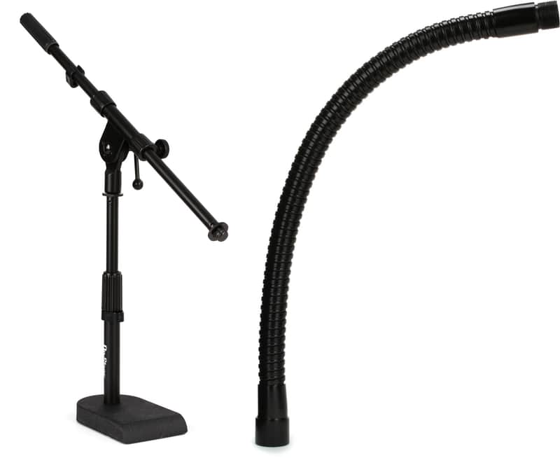 On-Stage MS7920B Bass Drum / Boom Combo Mic Stand Bundle with On-Stage MSA9030-13B 13 inch Gooseneck - Black image 1